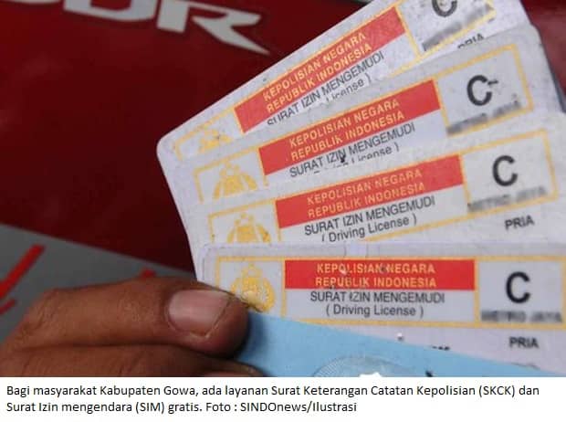 Bagi masyarakat Kabupaten Gowa, ada layanan Surat Keterangan Catatan Kepolisian (SKCK) dan Surat Izin mengendara (SIM) gratis. Foto : SINDOnews/Ilustrasi